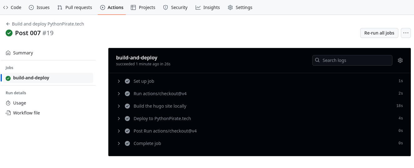 Github actions workflow